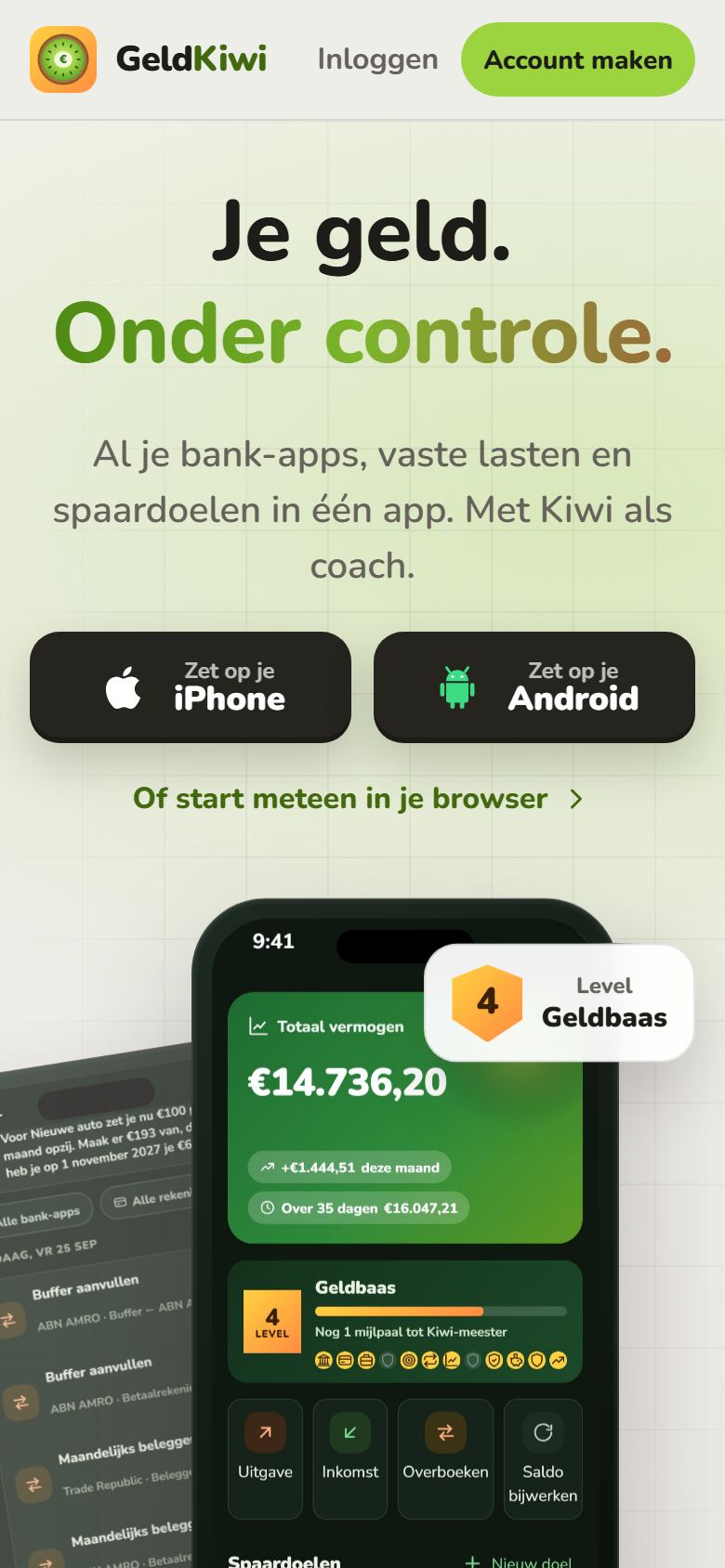 GeldKiwi op een telefoon