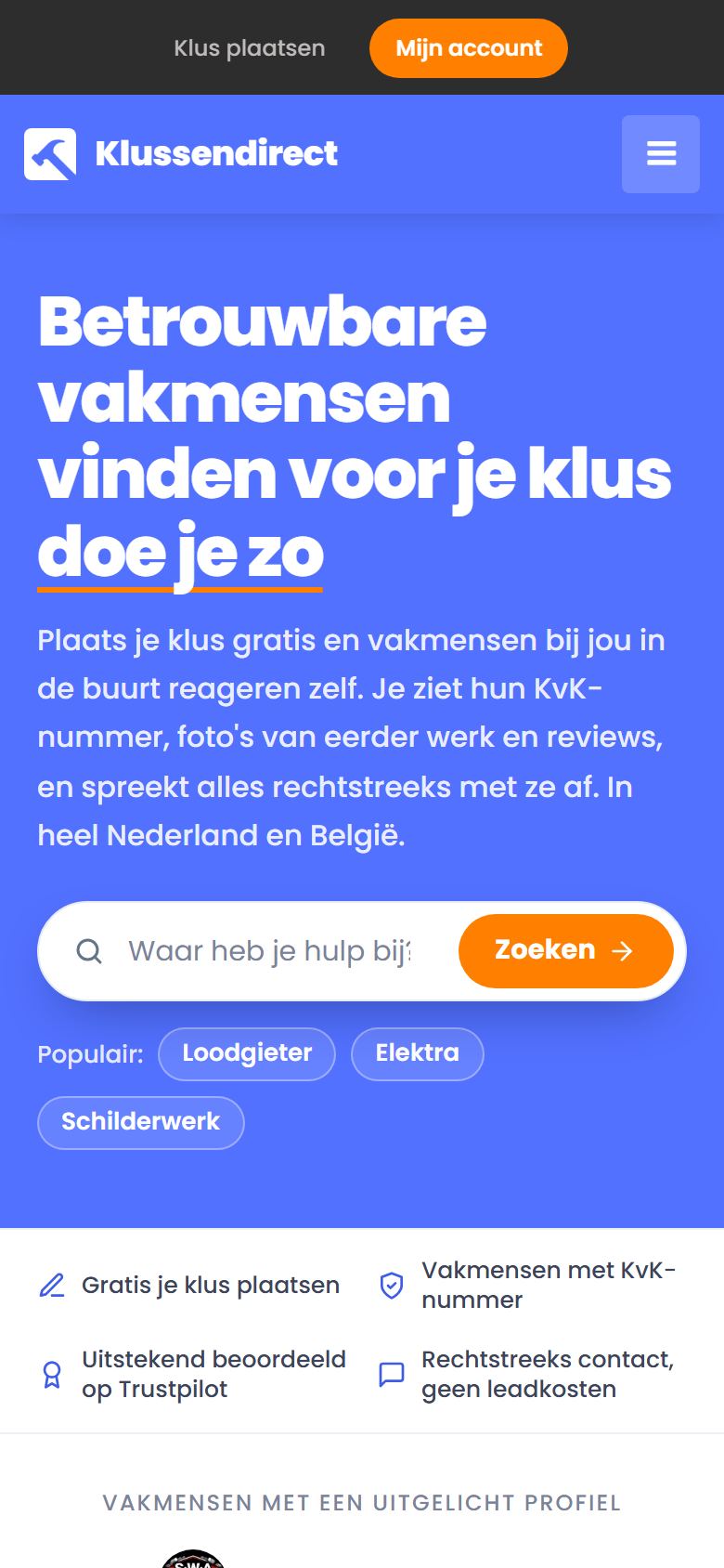 Klussendirect op een telefoon