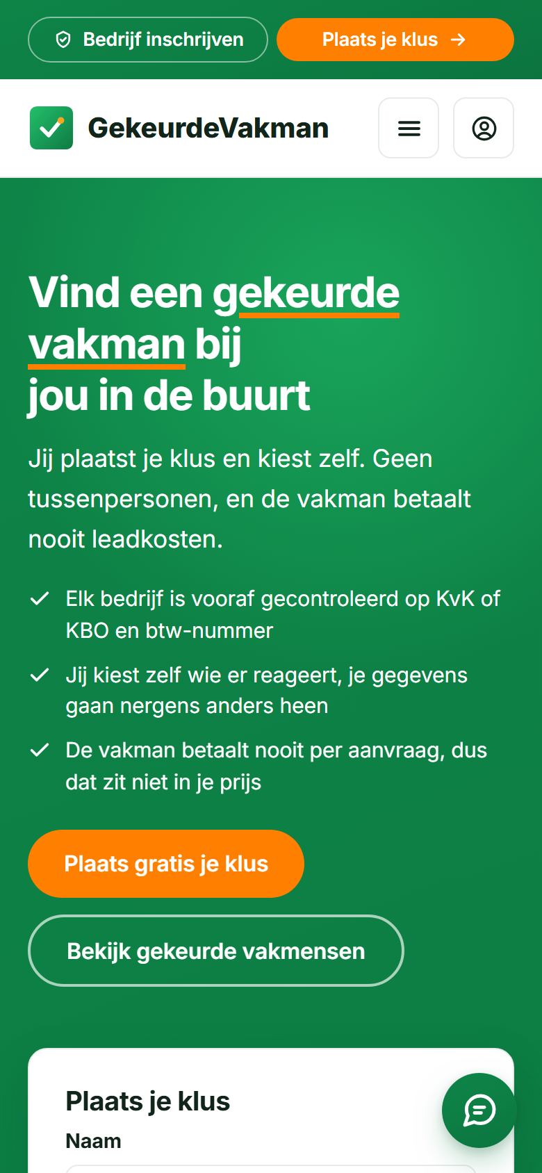 GekeurdeVakman op een telefoon